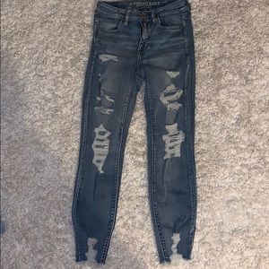 Light Blue Wash Ripped American Eagle Jeans